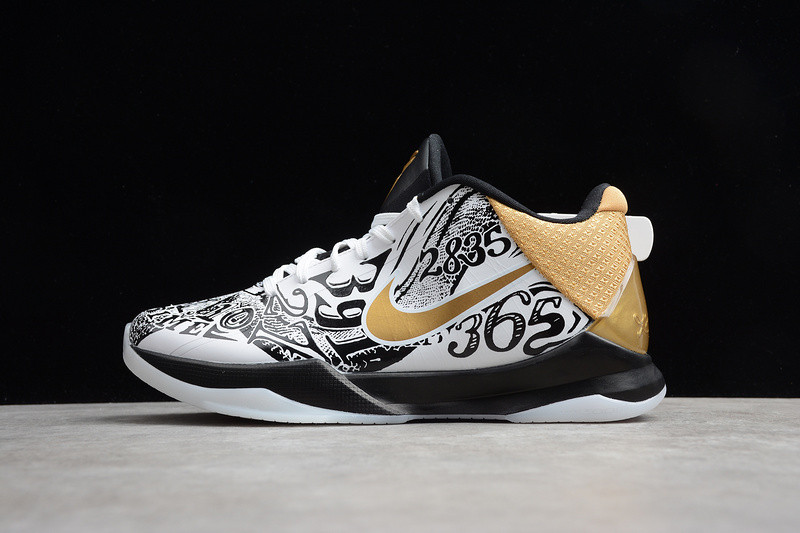 nike zoom kobe v proyro black month white gold ct8044-100