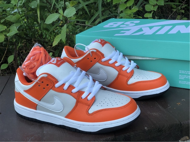 nike sb dunk low white orange black sale bq6817-806