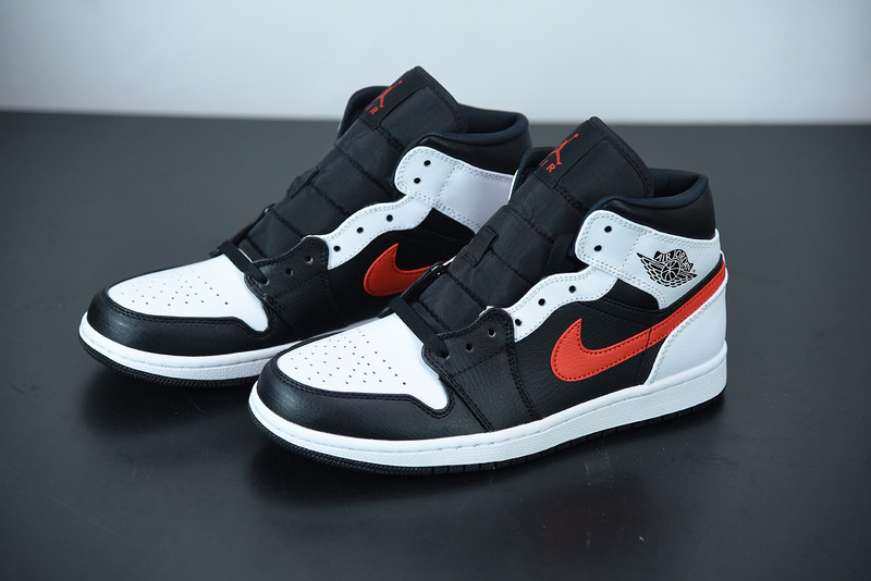 air jordan 1 mid black chile red white 554724-075