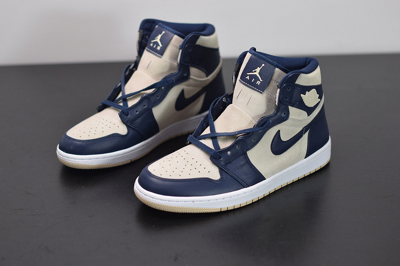 air jordan 1 retro prem "navy cream" aq9131-401
