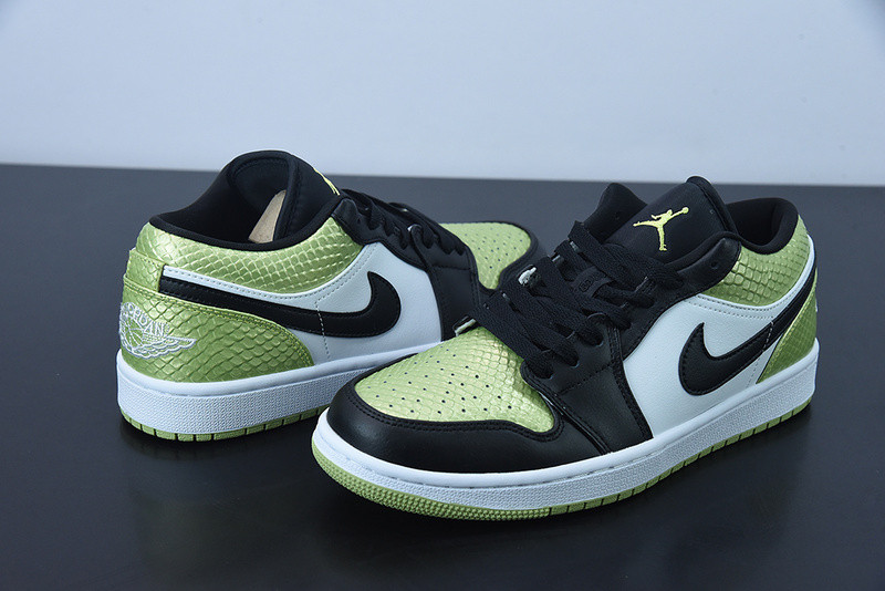 air jordan 1 low "vivid green snakeskin